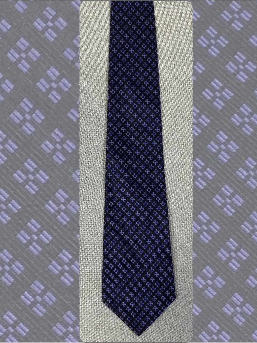 Lauren Ralph Lauren Green Label Tie Purple Black Geometric Silk Blend USA Made